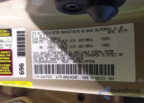 2019 Toyota Tacoma Trd Off Road из США, поврежденный, VIN 3TMCZ5AN5KM276331